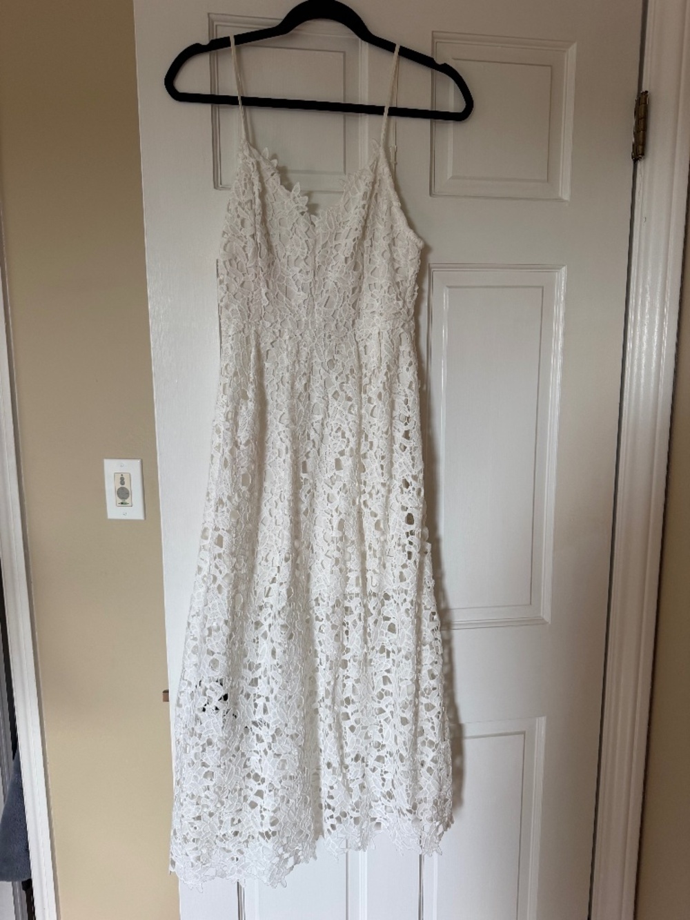 ASTR White Lace Midi Dress with Spaghetti Straps